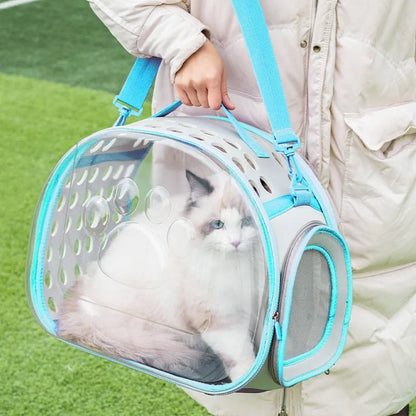 Transparent EVA hard-shell cat backpack carrier in large 42cm size for pets up to 9kg