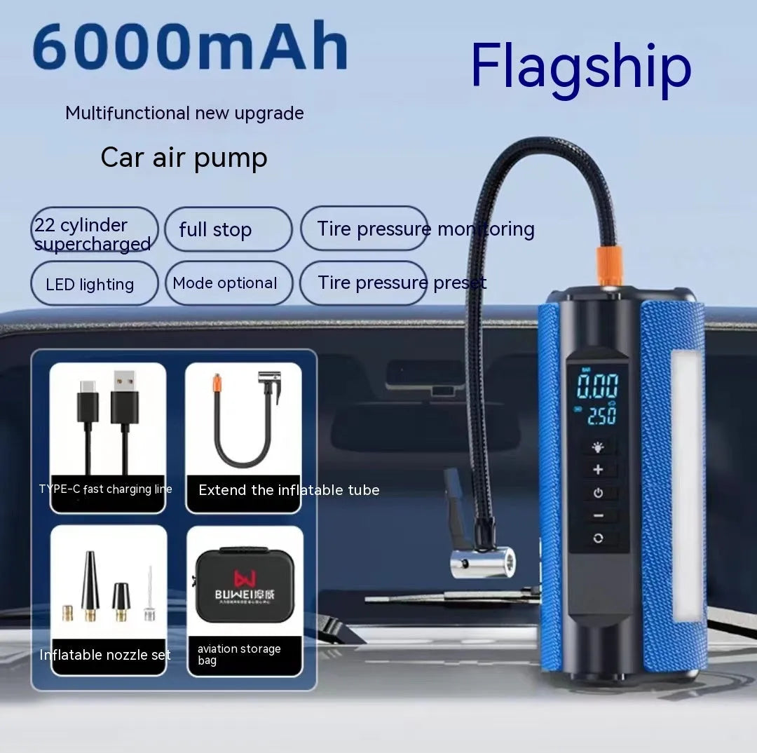 TS01 portable electric car tyre air pump with digital display and USB charging port