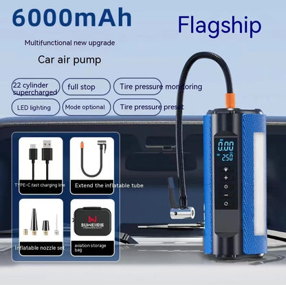 TS01 portable electric car tyre air pump with digital display and USB charging port
