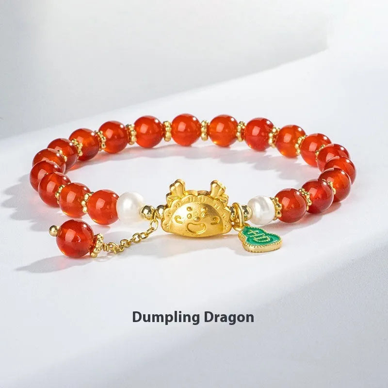 Handmade 8mm agate crystal bracelet with diamond-shaped beads in five natural stone colours