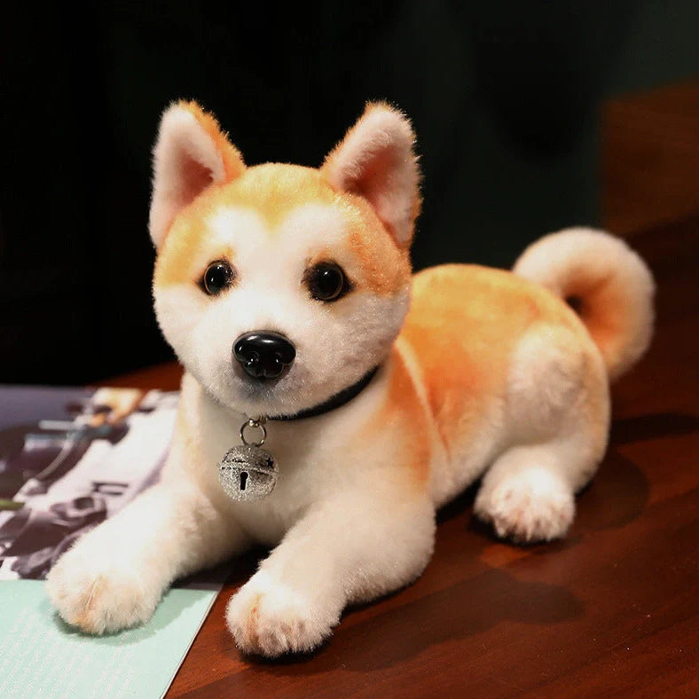Simulation Husky plush toy in sitting posture measuring 25cm height