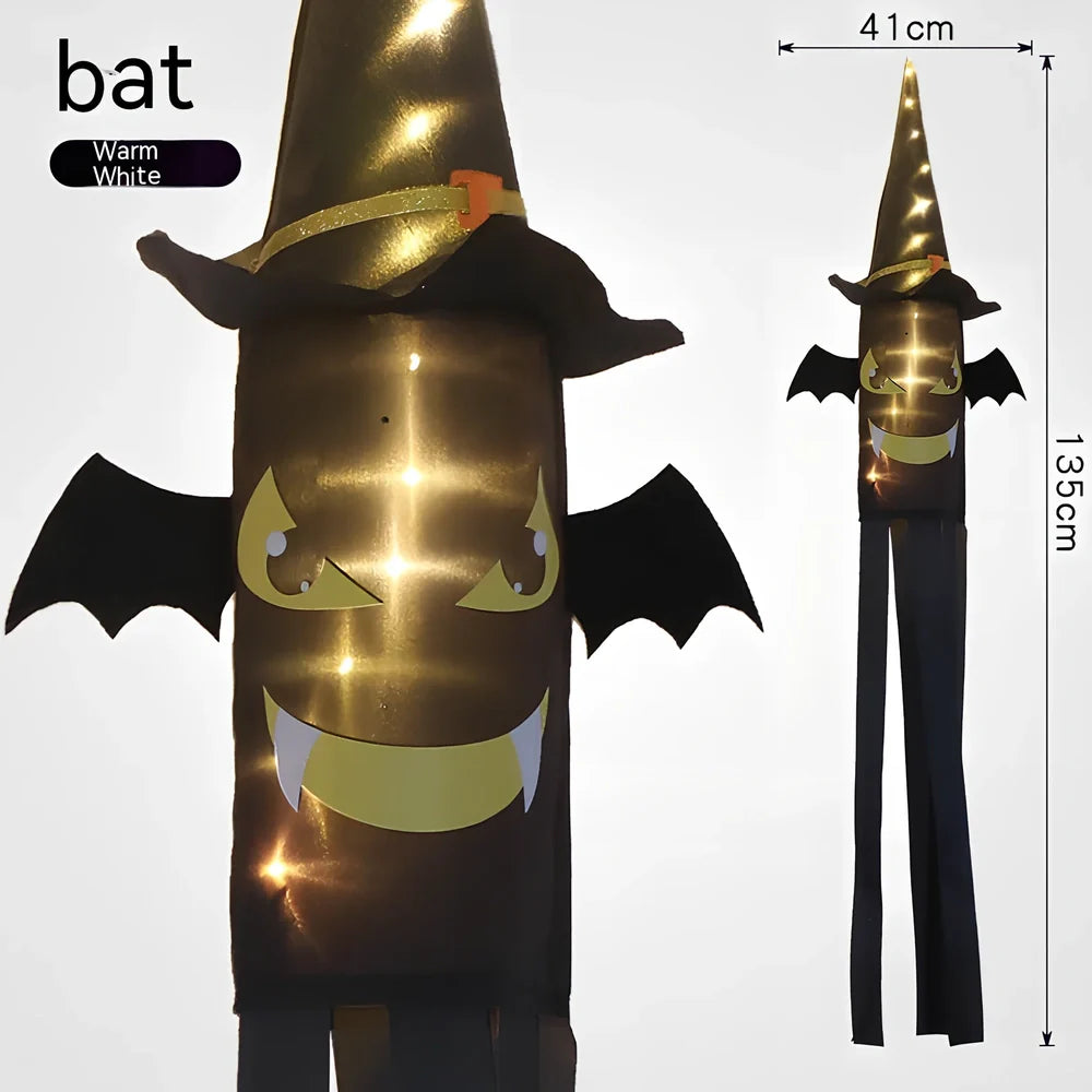 Halloween LED decorative lights showing bat, skull frame, and pumpkin designs on 1.55m strand
