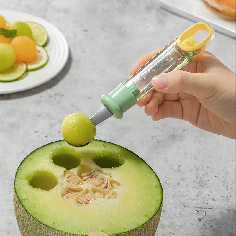 Stainless steel melon baller scoop with ergonomic grip for easy fruit ball creation