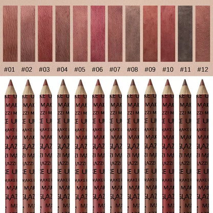 GLAZZI12 Color Lip Liner Eyeliner Set with 12 vibrant colors for precise makeup application