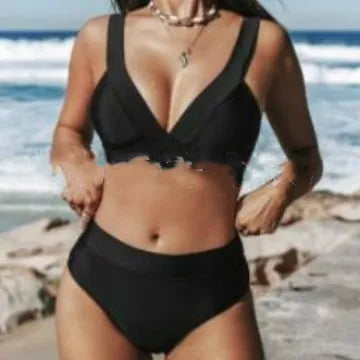 A woman's solid colour bikini set in a slim fit, shown in one of the available colours.