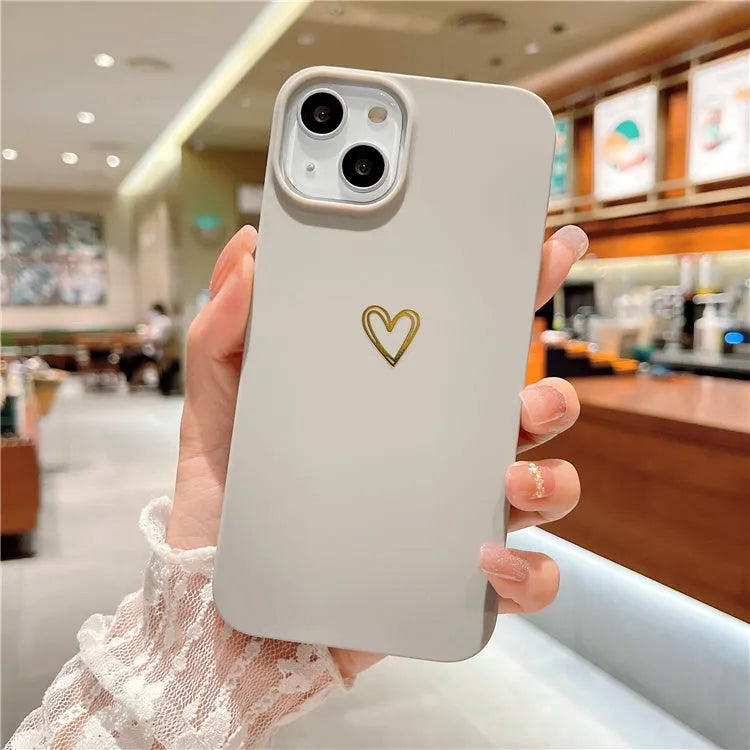 Brown soft silicone iPhone case with hot stamping Love design on a table