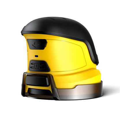 Yellow cordless electric ice scraper for car windows with USB charging cable