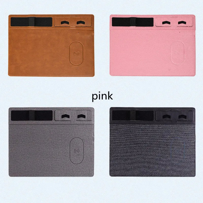 320x260mm wireless charging mouse pad with phone holder in black, brown, grey or pink