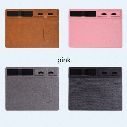 320x260mm wireless charging mouse pad with phone holder in black, brown, grey or pink