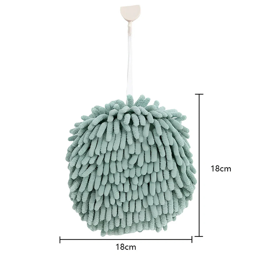 Blue chenille handball wipe showing 17x17cm dimensions for water absorption