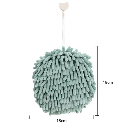 Blue chenille handball wipe showing 17x17cm dimensions for water absorption
