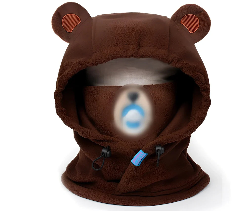 Brown Bear cartoon ski helmet head cover for winter sports protection with elastic band