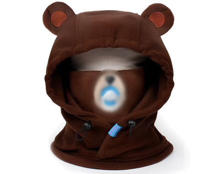 Brown Bear cartoon ski helmet head cover for winter sports protection with elastic band