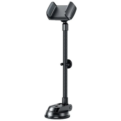 Black universal rotating car phone bracket with metal bending-resistant holder and multi-angle adjustment for vehicle use