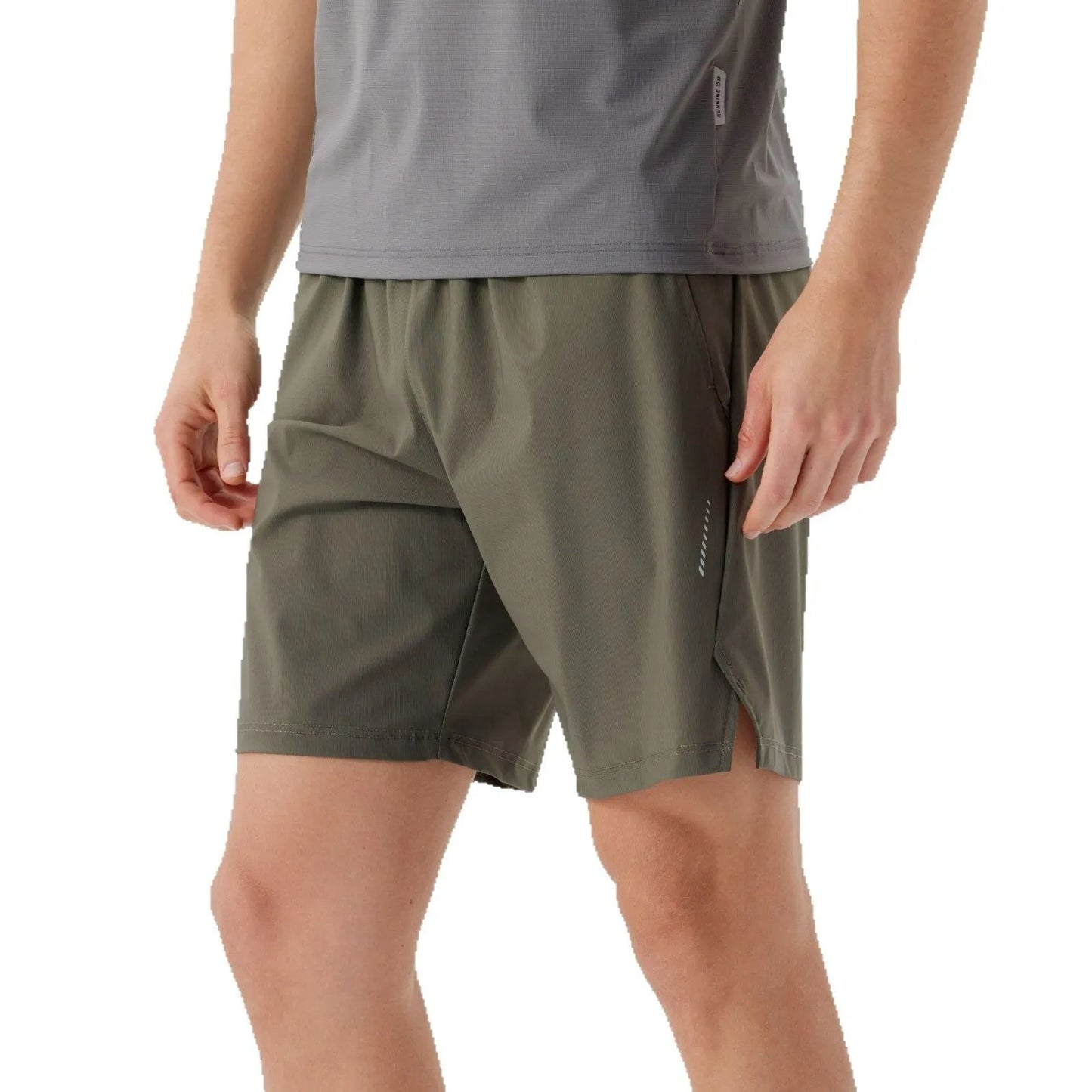 Men's black nylon sports shorts with a mid waist, designed for athletic and casual leisure wear.