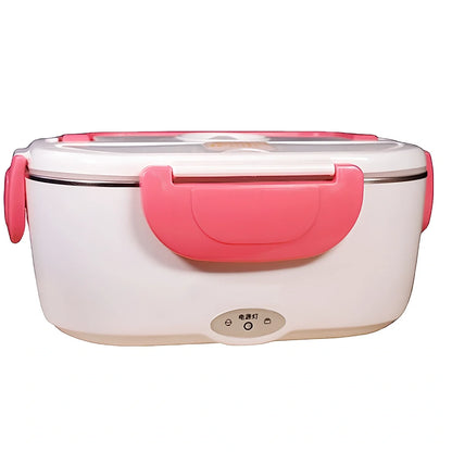 Large 1-2L insulated electric lunch box in silver gray with 304 stainless steel interior and 220V adapter for home car heating