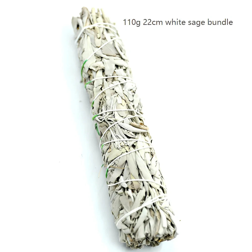 18cm white sage pure leaf bundle, 70g weight, for 2-hour space purification and crystal cleansing