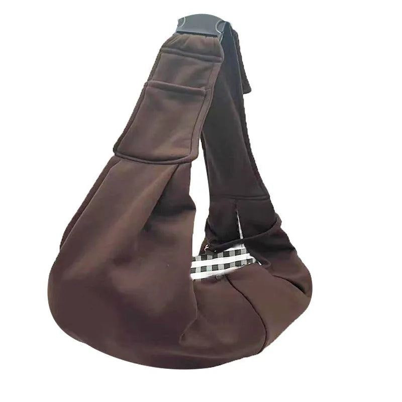 Soft brown adjustable shoulder strap dog carrier bag for small pets