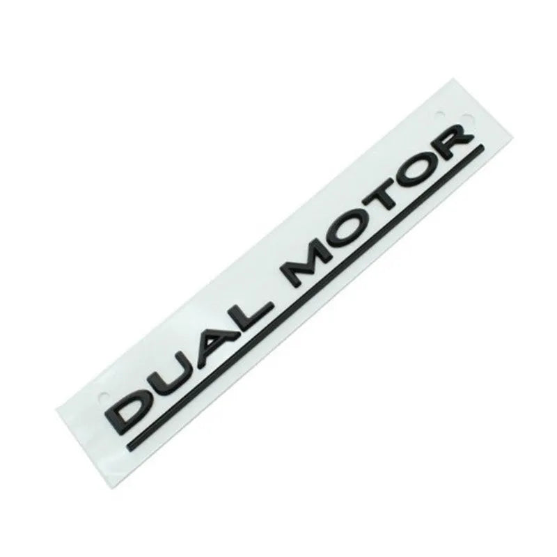 Model 3 car bumper sticker measuring 19cm by 3cm in ABS plastic with matte black and red stripe design