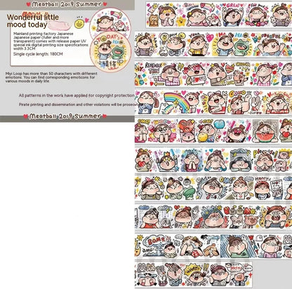 Haemorrhoid tape packaging stickers with cute cartoon characters on Japanese paper, 42 style options