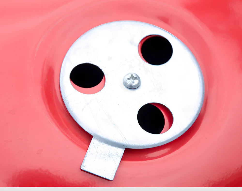 Spherical barbecue stove with 34.2cm cooking surface and black red finish