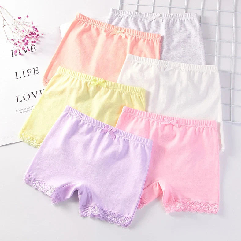 Girls' cotton safety pants with anti-exposure design in random colours