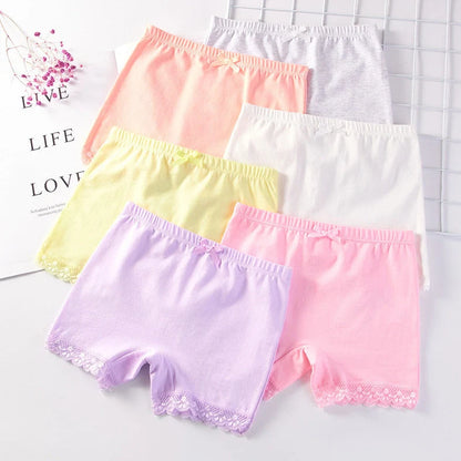 Girls' cotton safety pants with anti-exposure design in random colours