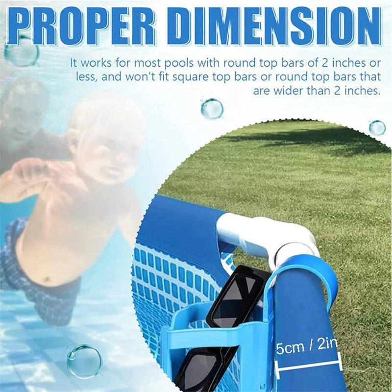 Poolside drink holder made of durable ABS plastic, designed to securely hold beverages near the pool edge