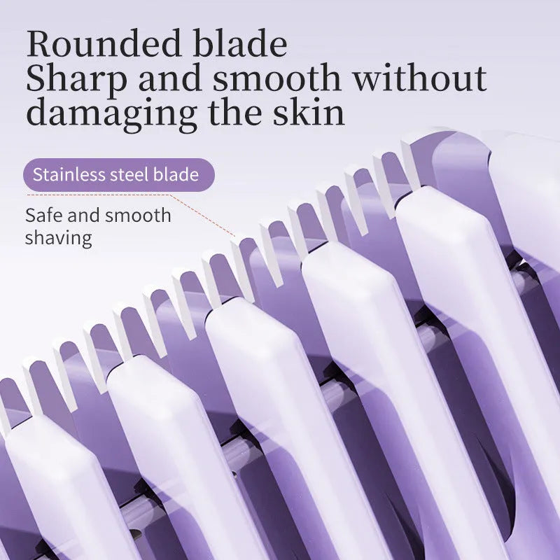 Digital display Type-C USB women's shaver in gradient purple colour for full-body hair removal.