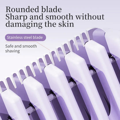 Digital display Type-C USB women's shaver in gradient purple colour for full-body hair removal.