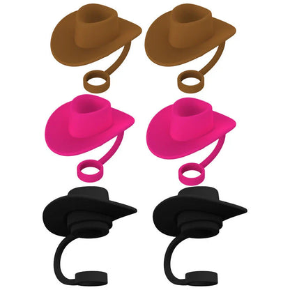 Stylish Cowboy Hat Straw Covers - Reusable drink toppers made from premium silicone for outdoor fun and fresh beverages