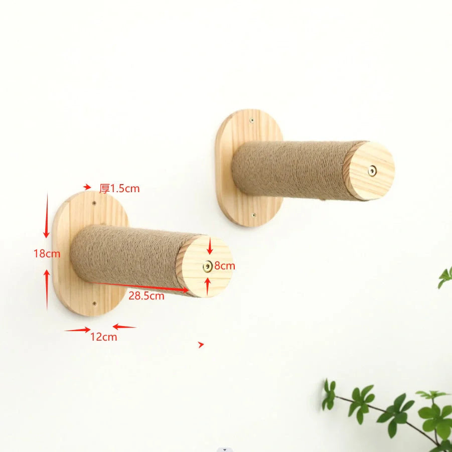 Solid wood wall-mounted cat jumping platform for pet climbing and lounging