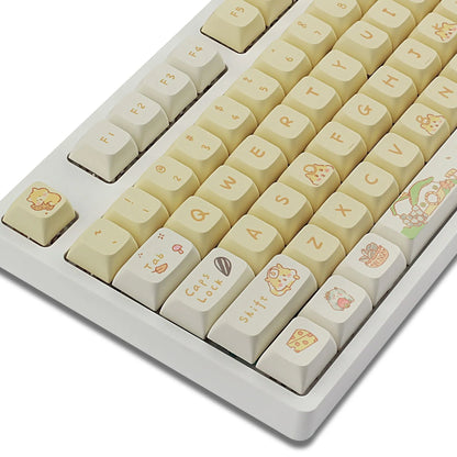 Custard design mechanical keyboard keycap set for 68 75 98 100 column layouts in mouse grey and yellow colourways