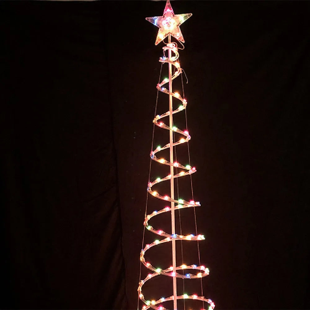 6ft tall spiral Christmas tree LED light with colour and warm white options on a detachable stand.