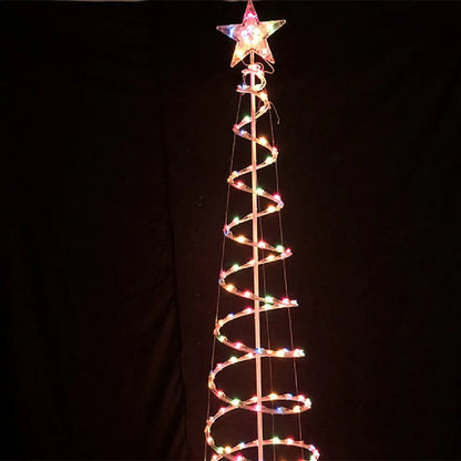 6ft tall spiral Christmas tree LED light with colour and warm white options on a detachable stand.