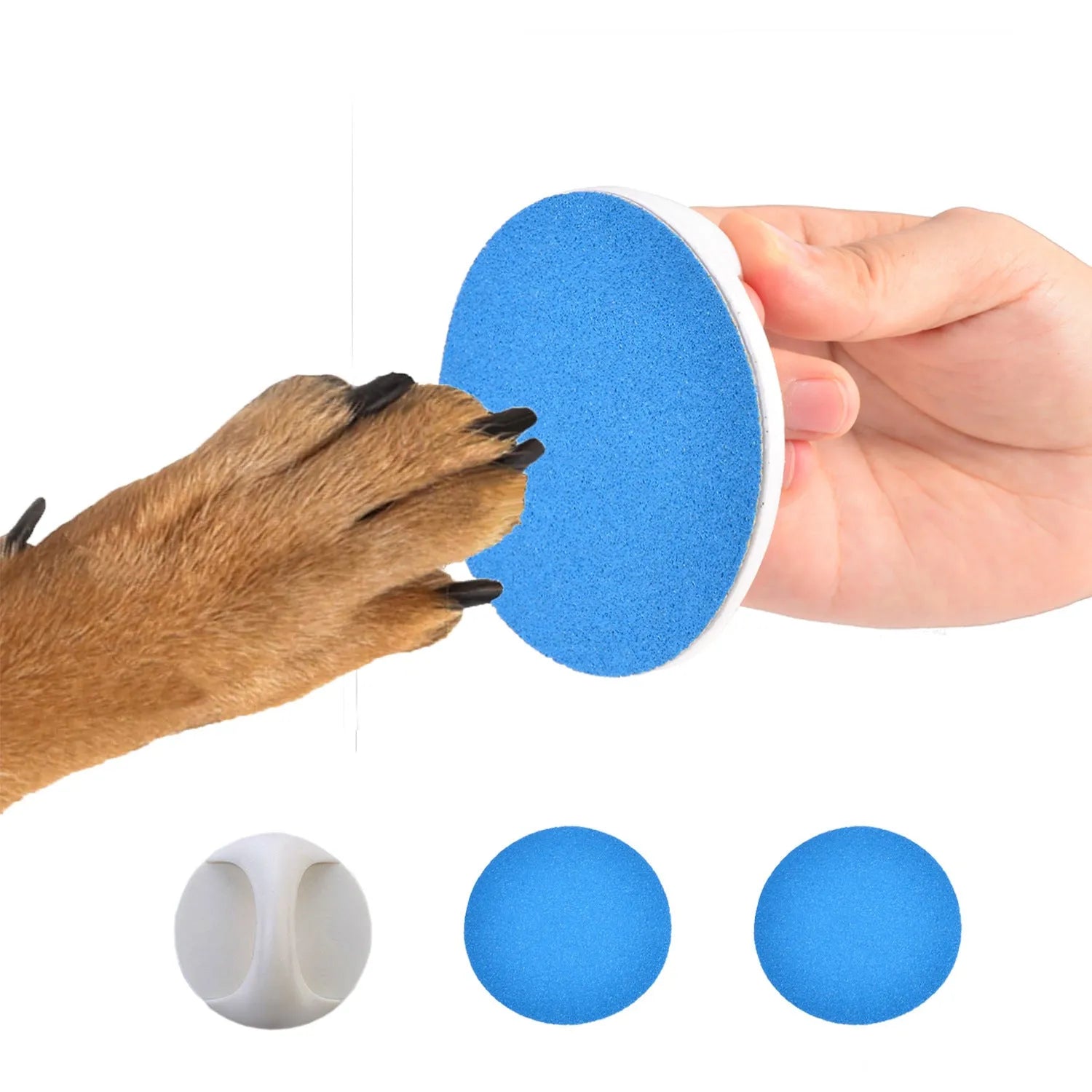 Dog nail file board with ergonomic handle and sandpaper surface, 85mm by 85mm in size