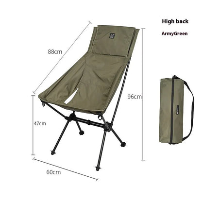 Aluminium alloy folding moon chair in outdoor setting with Oxford cloth seating and foldable frame