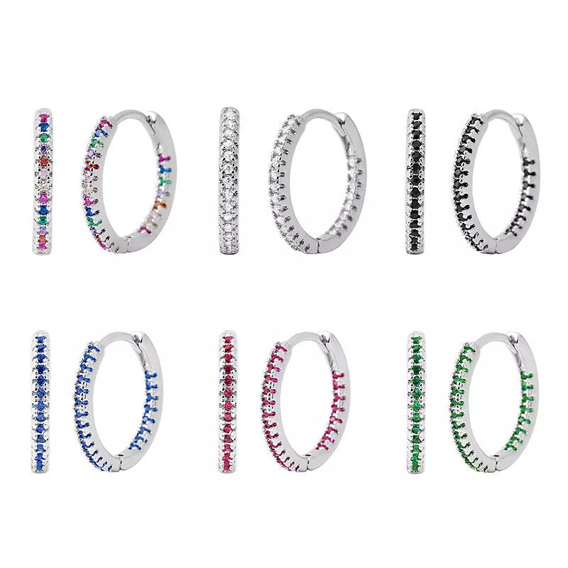 Circle Female Earrings Ear Clip Multicolor Zircon Elegant in various colors