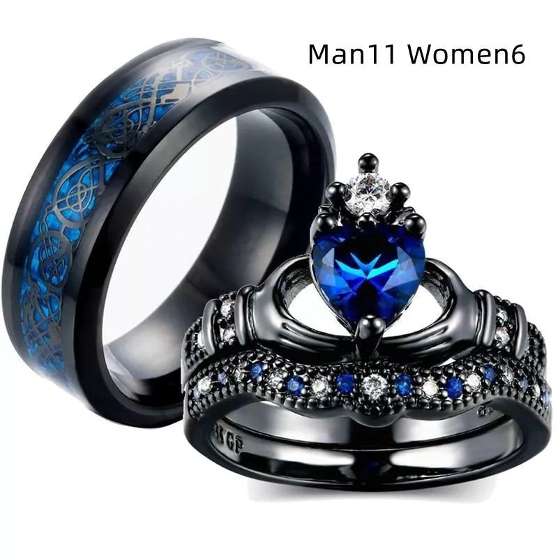 Crown love sapphire female ring with alloy setting and artificial gems