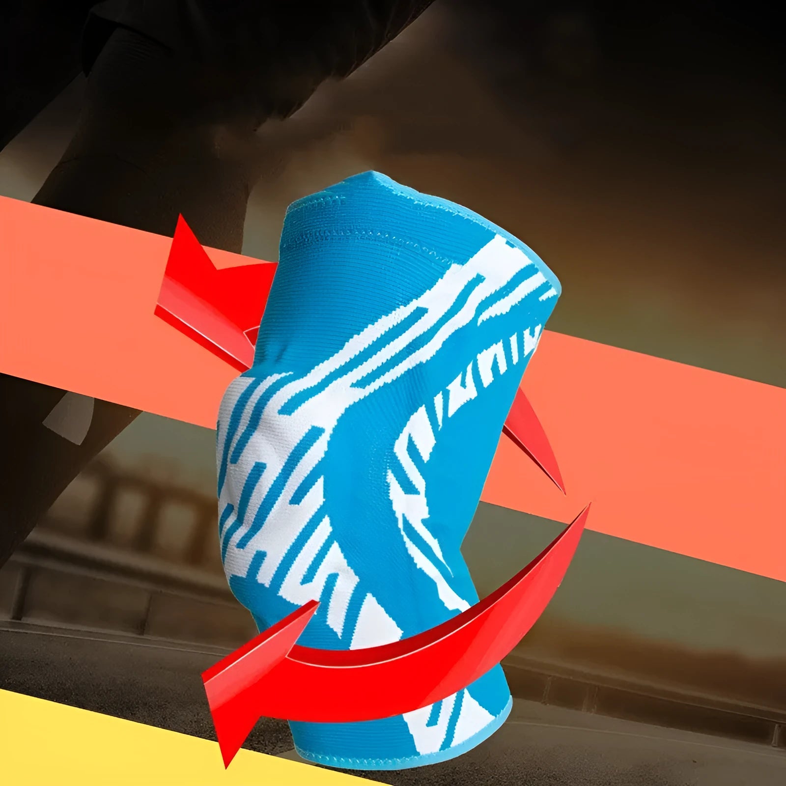 Pressurised basketball kneepads in black and blue colours showing adjustable compression design for knee protection