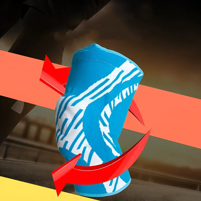 Pressurised basketball kneepads in black and blue colours showing adjustable compression design for knee protection