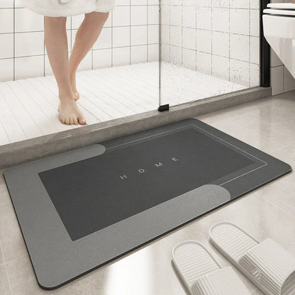 Plush bath mat with rectangle or oval design in various colors and sizes for bathrooms with sliding doors