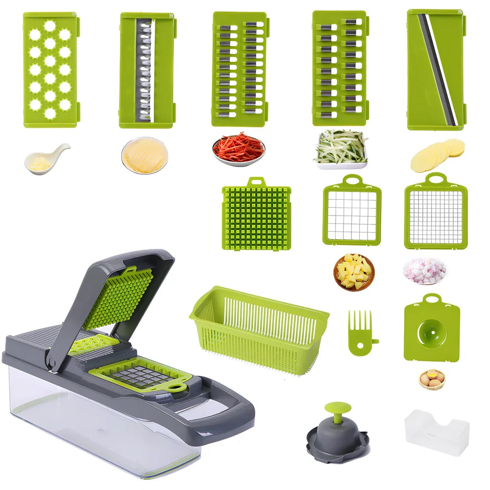 Blue 5-blade stainless steel vegetable and meat slicer grater, 1.2 kg, 30cm long for precise kitchen cuts