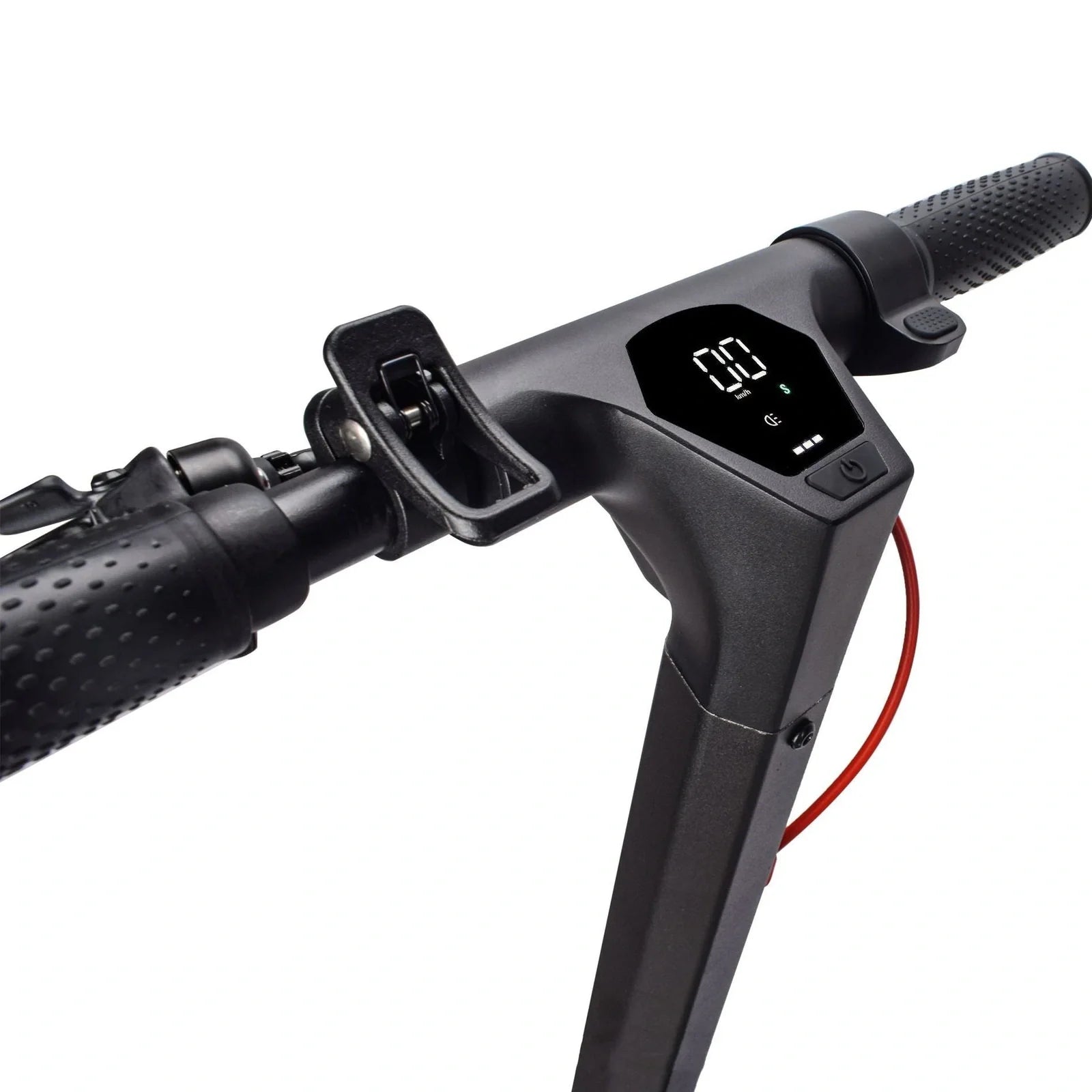 Black aluminum alloy electric folding scooter with 10-inch rubber tires and 500W motor