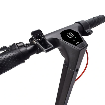 Black aluminum alloy electric folding scooter with 10-inch rubber tires and 500W motor