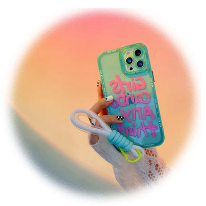 Personalised graffiti art phone case with lanyard for Apple iPhone featuring painted animal designs
