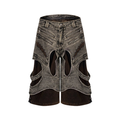 Men's sleeveless denim vest jacket with front zip in cotton fabric