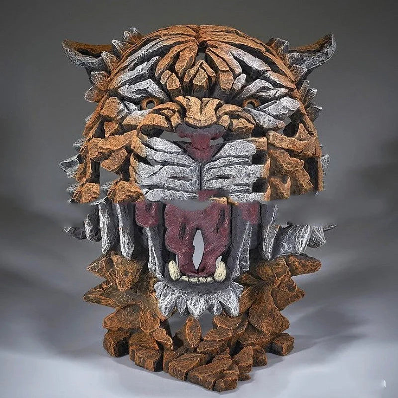 Hand-painted resin animal sculpture in shark, lion, or chameleon design