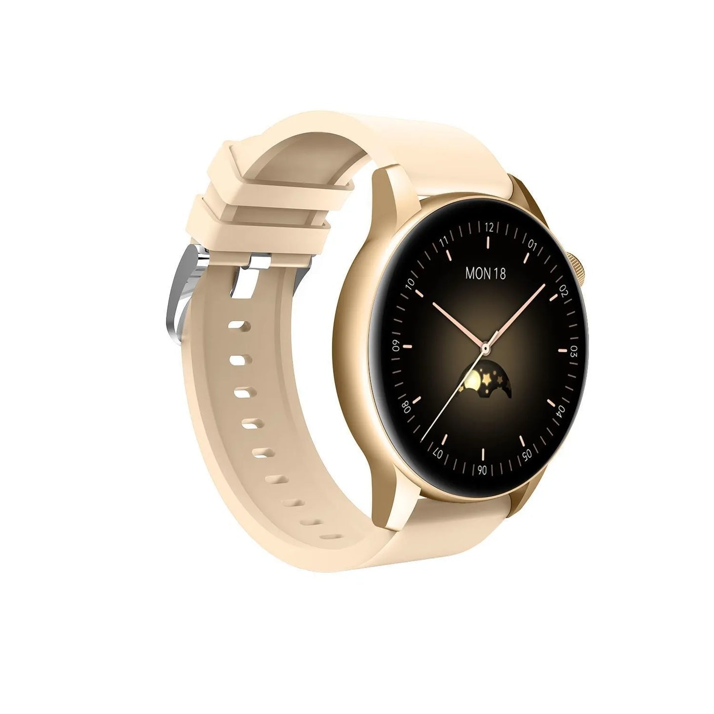 Stainless steel smartwatch with a 1.30-inch colour touchscreen on a wrist