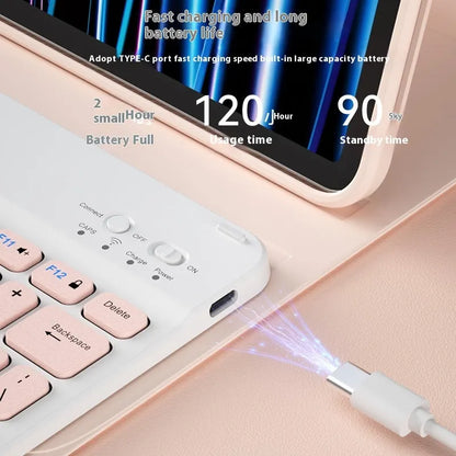 A wireless Bluetooth keyboard for tablets and PCs in a choice of colours including white, green, and pink.